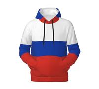 JBYJBX Sweat à capuche avec poche et imprimé drapeau russe pour homme, pull léger pour le printemps, l'automne et l'hiver, Noir , L