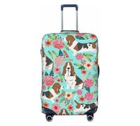 JBYJBX Sweet Basset Hound Housse de protection pour valises Motif floral Lavable Élastique Tendance, Noir , S