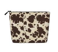 JBYJBX Taches brunes de vache imprimé, trousse de toilette de voyage, sac à cosmétiques, sac à main zippé, sac à main pour femmes, noir, taille unique, noir, One Size