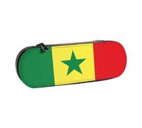 JBYJBX Trousse à crayons en cuir avec imprimé drapeau du Sénégal - Pochette compacte en cuir pour femme et homme, Noir , Taille unique