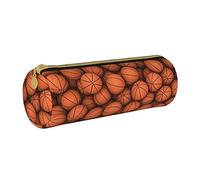 JBYJBX Trousse à crayons en cuir imprimé basket-ball orange - Trousse fine et mignonne pour adultes, hommes et femmes, blanc, Taille unique