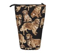JBYJBX Trousse à crayons imprimée hawaïenne à l'ananas tropicale multifonction télescopique organisateur, sac de rangement pour fournitures de bureau, Golden Retrievers, One Size