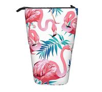JBYJBX Trousse à crayons télescopique multifonction avec imprimé flamant rose et feuille verte, Noir , Taille unique