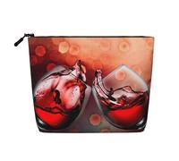 JBYJBX Trousse de maquillage imperméable à fermeture éclair pour femme Motif verre à vin rouge Cheers Noir Taille unique, Noir, One Size