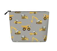 JBYJBX Trousse de maquillage imperméable avec imprimé camions de chantier, pochette à fermeture éclair pour femme, noir, taille unique, Noir, One Size