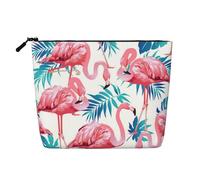 JBYJBX Trousse de maquillage imperméable avec imprimé flamant rose et feuille verte pour voyage, trousse de toilette pour femme, noir, taille unique, Noir, One Size