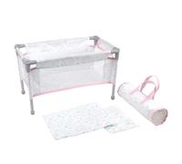 JC Toys Berceau de Voyage Pliable, Parc pour Enfants, poupées jusqu'à 45 cm, se Monte et se démonte Facilement, avec Sac, Oreiller et Couverture, décoration Florale, conçu par Berenguer, + 3 Ans