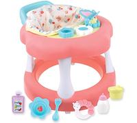 JC TOYS - Déambulateur pour poupées jusqu'à 43 cm, avec Roues, + 6 Accessoires, Rose, +2 Ans