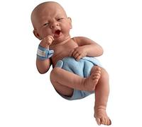 JC Toys La Newborn First Yawn 18504 Poupée en Vinyle Real Boy Bleu 38,1 cm