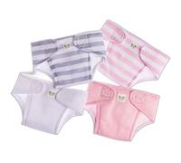 JC Toys Lot de 4 Couches pour poupées de 36 à 43 cm, lavables et réutilisables, Multicolore Rose, idéal pour Jouer, conçu en Espagne par Berenguer, +2 Ans, 81003