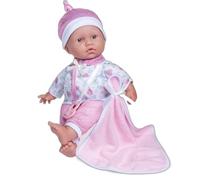 JC TOYS Poupée La Baby de 28 cm avec corps doux et lavable, couverture et sucette, rose florale, conçue en Espagne, +12 mois