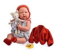 JC TOYS Poupée La Newborn Nouvellement née de 38 cm, en Vinyle Doux, Collection Nature, avec vêtements Floraux, tétine et Peluche, Fille, conçue en Espagne par Berenguer, 2 Ans