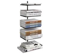 JCAKES Bibliothèques Bibliothèque Invisible Debout, Tour de Livre à Dos en métal à 5/7 Niveaux, Support de Rangement d'angle créatif avec Panneau à Motif de marbre (Color : Black, Size : 79x28x40cm)