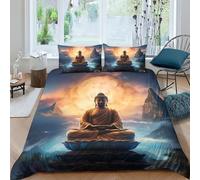 JCAKES Bouddha Fantastique Parure De Lit Housses De Couettes 3D Imprimé Microfibre Personnes 3 Pièces Ensemble De Literie avec Fermeture Éclair,pour Adultes Et Enfant King（220x240cm）
