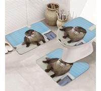 JCAKES Ensemble de 3 tapis de salle de bain de luxe avec imprimé loutre mignon