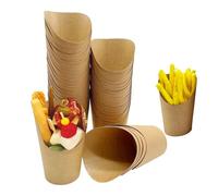JCAKES Lot de 50 gobelets en papier kraft, gobelets à charcuterie, sacs à frites, sacs à gobelet, bols à frites, bols à frite, gobelets à bonbons, convient pour les gaufres, les frites, le pop-corn