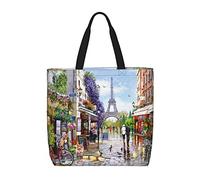 JCAKES Paris Street Scene Tour Eiffel Imprimer Grande Capacité Une Épaule Cabas Sac de Rangement Portable, Paris Street Scene Tour Eiffel, Taille unique