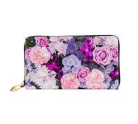 JCAKES Portefeuille en cuir avec inscription « Merry Christmas » - Portefeuille de voyage pour homme et femme - Portefeuille personnalisé pour homme, Fleurs naturelles colorées, Taille unique,