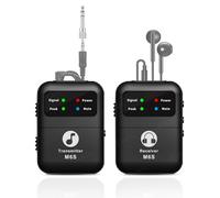 JCANOL Système de moniteur intra-auriculaire sans fil, système IEM stéréo sans fil 2,4 G, avec transmetteur ceinture, appairage automatique, 164 pieds pour studio, bande, performance en direct