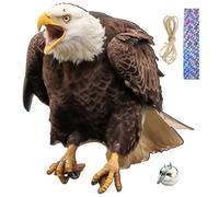 Jcasbdn 1 Set Eagle Statue 3D Hanging Bird Decoration Eagle Decoy Wind Chime with Bell Rope Ribbon for Outdoor Garden
