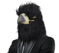 Jcasbdn Black Eagle Mask, 13x9x15 Latex Moule fermé à bouche fermée HEAGE Halloween Masque, nouveauté Costume d'oiseau accessoire pour le festival de fête Halloween Masquerade