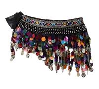 Jcasbdn Écharpe à la hanche de la danse du ventre, bling sequin pièces de monnaie enveloppe de jupe de danse du ventre, costumes de danse pour les femmes performances