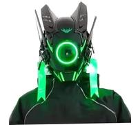 Jcasbdn Masque punk, casque cool rond LED, style futuriste Cyber Mask Techwear pour le festival de musique de fête Cosplay