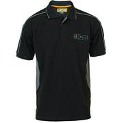 JCB Fenton Polo à manches courtes et col polo décontracté pour homme 3 boutons, Noir , XL