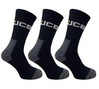 JCB Lot de 6 paires de chaussettes de travail, noir, semelle rembourrée, talon et orteils renforcés, taille 39-45