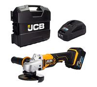JCB Meuleuse d'angle sans fil 18 V, batterie 5,0 Ah, chargeur rapide, diamètre de lame de 115 mm, 3 positions et anti-vibration, protection réglable sans outil dans une mallette à outils électriques