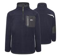 JCB Polaire lourde avec fermeture éclair 14, taille XL - Fabriqué en polaire 100 % polyester - Pull pour homme - Avec logo JCB - Coudières en tissu Cordura - Vêtements pour homme - 320 gm² - Bleu