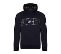 JCB - Sweat à capuche Horton, taille L - Fabriqué en 80 % coton et 20 % polyester - Sweats à capuche pour homme - Avec détails de la marque JCB - Vêtements pour homme - Coudières en tissu Cordura - 320 g/m² - Bleu marine/noir
