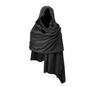 JCBFUME Cape médiévale à capuche pour homme - Cape médiévale de la Renaissance - Cache-cou - Accessoire Cyberpunk, noir, taille unique