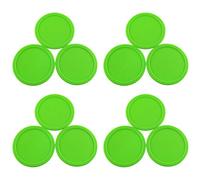 JCBIZ Lot de 12 palets de air hockey verts de rechange de 64 mm pour tables de jeu, équipement, accessoires