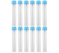 JCBIZ Lot de 12 tubes à essai Cryogenic en plastique de laboratoire avec bouchon à vis transparent 10 ml