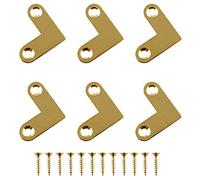 JCBIZ Lot de 6 équerres d'angle en cuivre à angle droit - 27 x 10 mm - Couleur dorée - Support de tiroir - Code d'angle fixe - En forme de L antique - En laiton