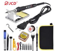 JCD 80W Kit de fer à souder électrique affichage LCD température réglable 220V 110V avec pâte à souder pointes de fer ensemble d'outils de soudage Argent