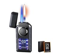 JCFHQGHR Briquet Coupe-Vent Intelligent en métal à Commande vocale, Double Flamme commutable avec Affichage LED, Cadeau for Homme(D)