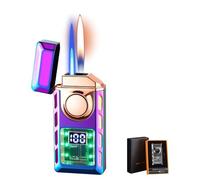 JCFHQGHR Briquet Coupe-Vent Intelligent en métal à Commande vocale, Double Flamme commutable avec Affichage LED, Cadeau for Homme(B)