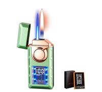JCFHQGHR Briquet Coupe-Vent Intelligent en métal à Commande vocale, Double Flamme commutable avec Affichage LED, Cadeau for Homme(A)