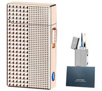 JCFHQGHR Briquet Intelligent en métal à Commande vocale, Quatre Modes d'allumage, Flamme Douce commutable et Flamme Bleue Coupe-Vent, Chambre à gaz Lumineuse Transparente, Cadeau for Homme (D)(A)