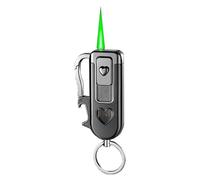 JCFHQGHR Briquet Porte-clés Coupe-Vent en métal avec Flamme Verte et Chambre à gaz Visible, Flamme réglable, idéal for Les barbecues et l'extérieur for Homme.(C)