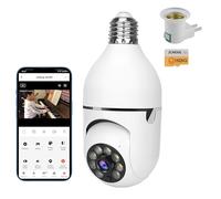 JCHENG Caméra de sécurité à ampoule | 4 MP avec protection rotative à 355° | Compatible avec Alexa, Google Assistant, TUYA, application Smart Life | Détection de mouvement, carte SD incluse
