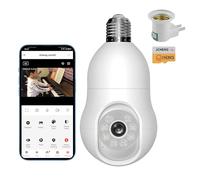 JCHENG Caméra de sécurité à ampoule intelligente 2,4 GHz, 4 MP/2 K, surveillance rotative à 360°, compatible avec l'application Tuya/Smart Life, support Alexa et Google Assistant - Sécurité domestique