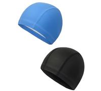 JchEnye 2 bonnets de bain étanches avec fonction de protection des oreilles. Ce sont des bonnets de bain doux revêtus de PU,et applicables que ce soit pour les cheveux longs ou les cheveux courts.