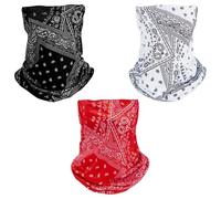 JchEnye 3-Pack Écharpe Ice Silk Anti-UV, Étanche au Vent Outdoor VTT Pêche Transpirable Bandana (Noir/Gris/Blanc)