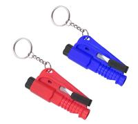 JchEnye Auto-Flucht-Werkzeug mit Clip Auto-Sicherheits-Schlüsselanhänger, Fensterbrecher und Gurtschneider, Notfall-Hammer, 2er-Pack, (Rot + Blau)