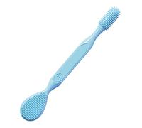 JchEnye Brosse à dents double tête pour animaux, brosse à dents double tête pour chiens, détartreur confortable - soins dentaires pour chiens - mauvaise haleine, brosse à dents pour chats (bleue)