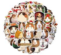 JchEnye Ensemble de 50 autocollants mignons de cochons d'Inde, vinyle imperméable, animaux de bande dessinée, valises, ordinateurs portables, voitures, motos, vélos, skateboards pour enfants.