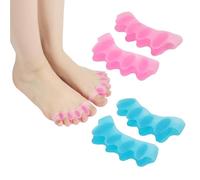 JchEnye Quatre séparateurs d orteils, correcteur d hallux valgus, séparateur de griffes d orteils au gel lavable à plusieurs reprises, pour détendre les orteils, l hallux valgus (bleu/rose)